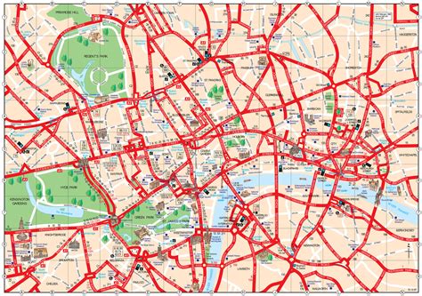 Touristischen Karte Von London Sehenswürdigkeiten Und Touren