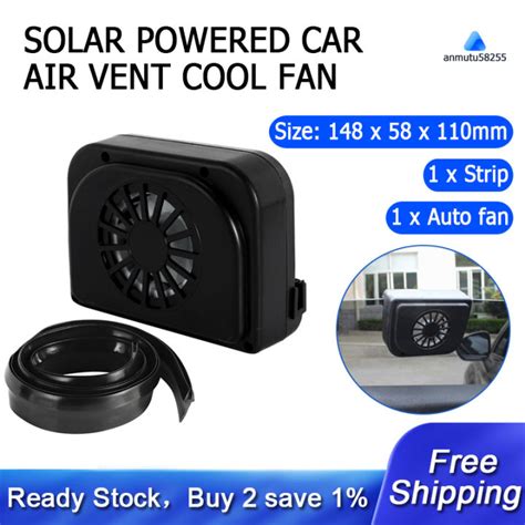 Solar Power Car Window Fan Auto Ventilator Cooling Vehicle Air Vent