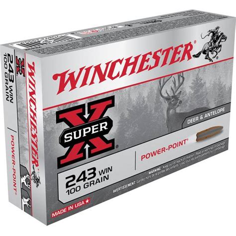 Winchester 243 Winchester Power Point Centerfire Rifle Ammo X2432