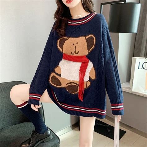 Unisex Cute Teddy Bear Sweater Women 80s 90s Sweater Jumper Etsy