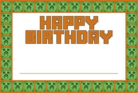 Find this pin and more on minecraft party ideas by laura b. 10 Best Minecraft Printable Happy Birthday Card ...