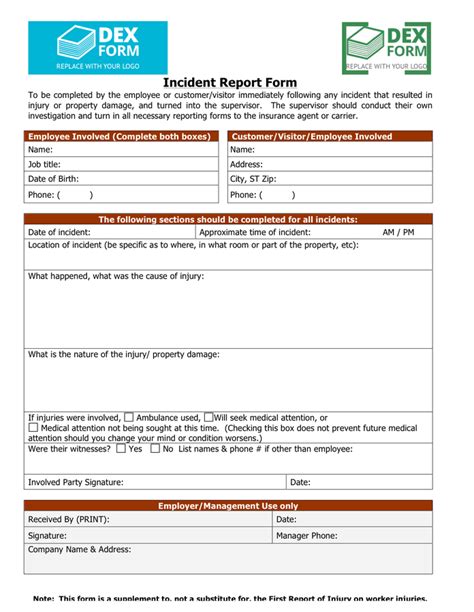 Insurance Incident Report Form In Word And Pdf Formats
