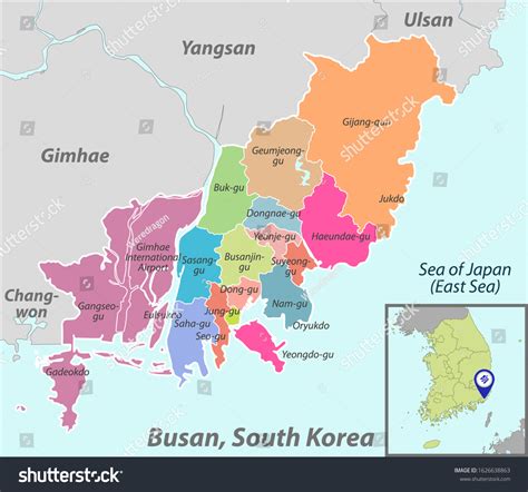Vector Map Busan Pusan South Korea 스톡 벡터로열티 프리 1626638863 Shutterstock
