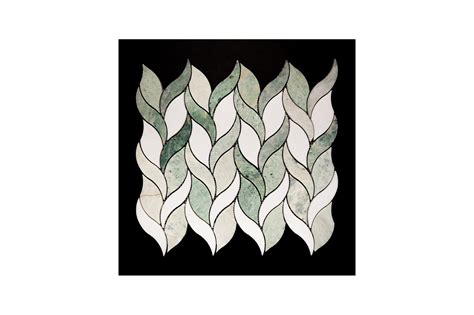 green celeste honed and thassos polished leaf design marble mosaic tile