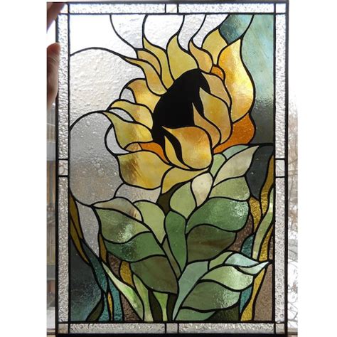 Stained Glass Sunflower Sun Catcher Wild Flower Handmade Etsy