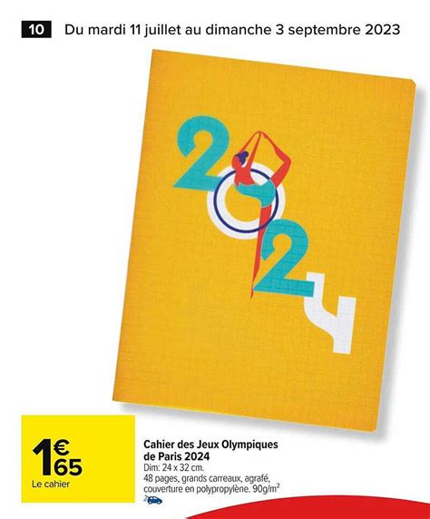 Promo Cahier Des Jeux Olympiques De Paris 2024 Chez Carrefour