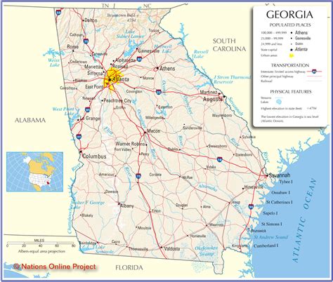 Georgia road map with cities and towns. The Modest Peacock: Gorgeous Georgia