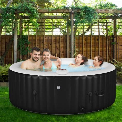 Goplus Portable Inflatable Bubble Massage Spa Hot Tub 4 Person Relaxing Outdoor Spa Hottub