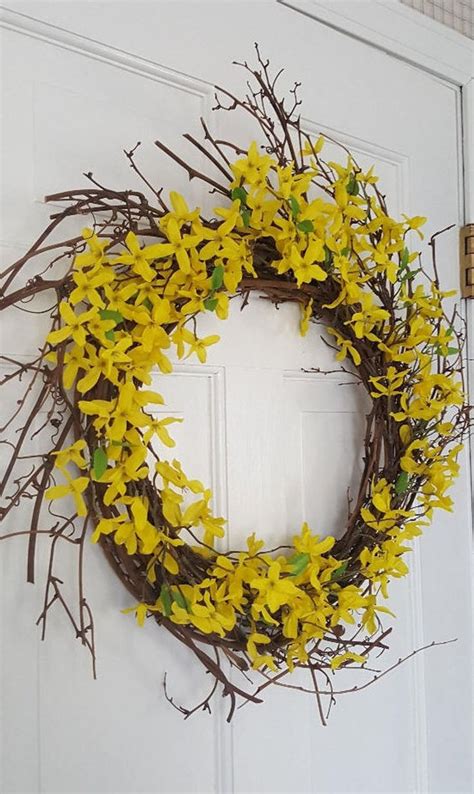 Spring Wreath Forsythia Wreath Spring Decor Etsy Forsythia Wreath