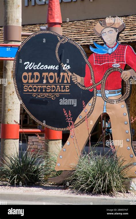 Welcome To Old Town Sign Scottsdale Phoenix Arizona Usa Stock Photo