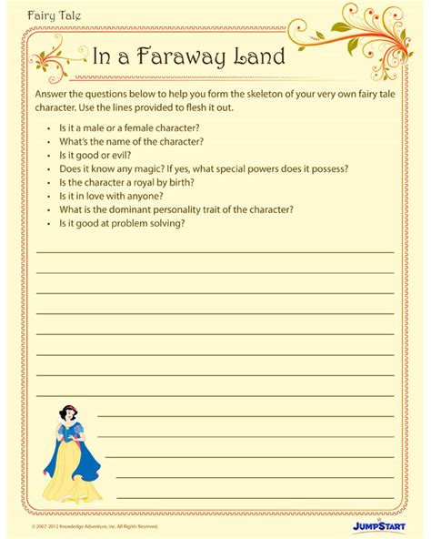 In a Faraway Land View – Fairy Tale Writing Worksheet for 4th Graders