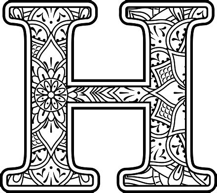 Mandala Art Coloring Letter H Stock Illustration Download Image Now