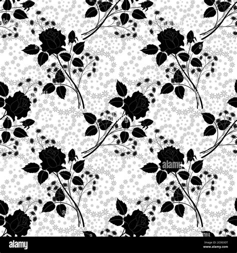 Seamless Floral Pattern Rose Silhouettes Stock Photo Alamy