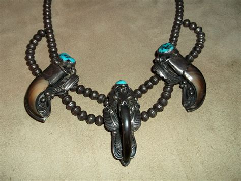 Genuine Bear Claw Necklace Sterling Silver Turquoise Real