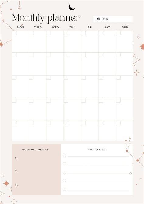 Beige Mystical Monthly Planner Templates By Canva Monthly Planner