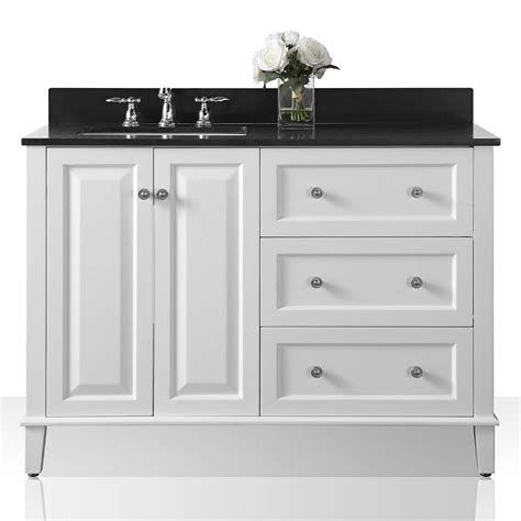 Hannah White 48" Granite-Top Off-Center Left Sink Vanity ...