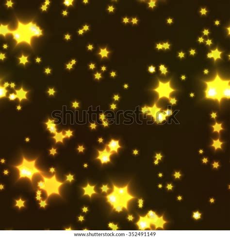 Glowing Yellow Stars On Black Background Stock Illustration 352491149