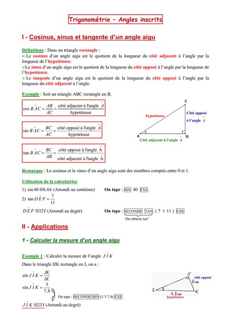 Leçon Trigonométrie