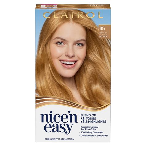 Clairol Nice N Easy Permanent Hair Dye Oil Infused Medium Blonde 8 非常