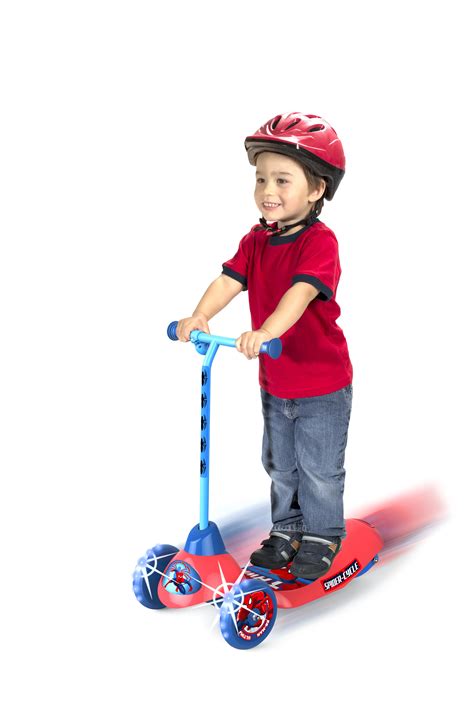 Easy grip handles 。 printed footlate 。 product description 3 wheel scooter with colourful character front plaque, easy grip handles and printed footplate. Spider Man Safe Start Electric Scooter! #Spiderman #Marvel ...