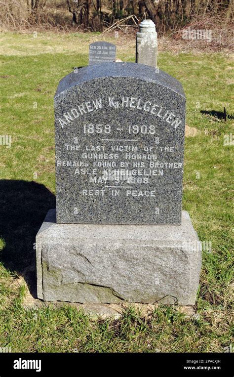 The Headstone Of Andrew Helgelien Remains At Pattens Cemetery In