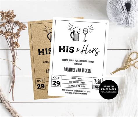 his and hers shower invitation his and hers couples shower etsy