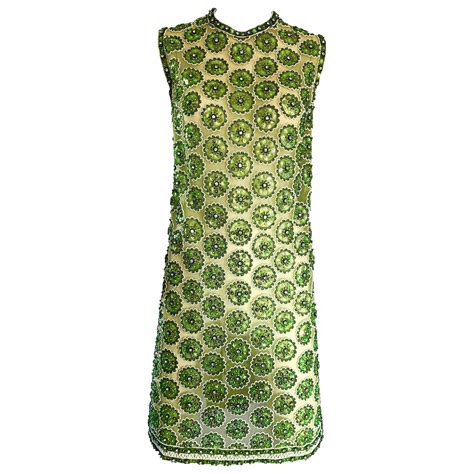 1960s lime green heavily sequin beaded demi couture mesh 60s vintage tunic dress at 1stdibs