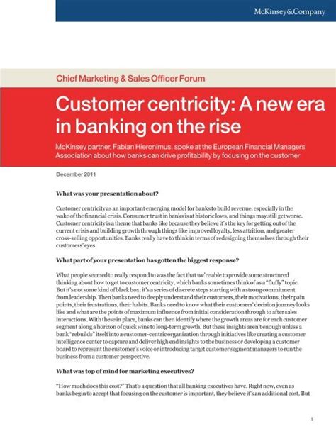 Customer Centricity A New Era In Banking On The Rise Chief