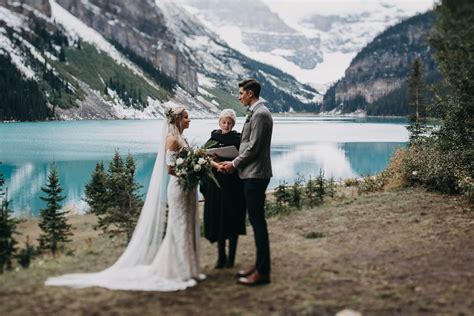 Bride And Groom Intimate Elopement At Lake Louise And Moraine Lake In