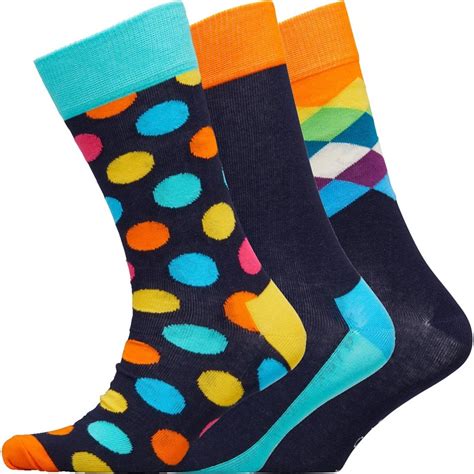 Buy Happy Socks Mens Three Pack Socks Multi Spotscolour Blockgeo
