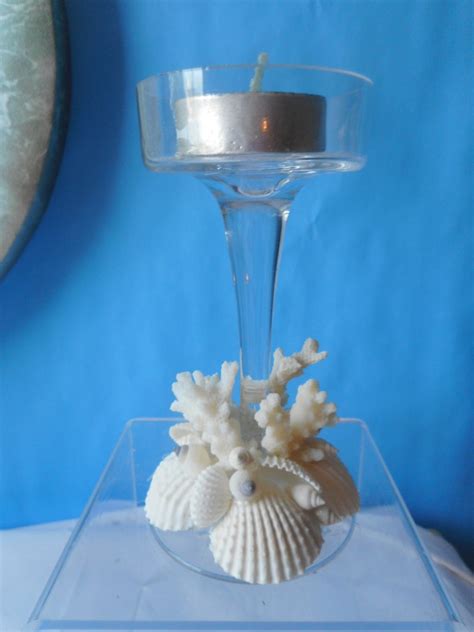 Sea Shell Glass Votive Candle Holder Beach Decor Shell Etsy
