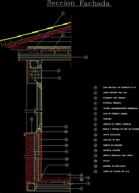 Detail Wall Section By Inclined Slab Dwg Section For Autocad Designs Cad
