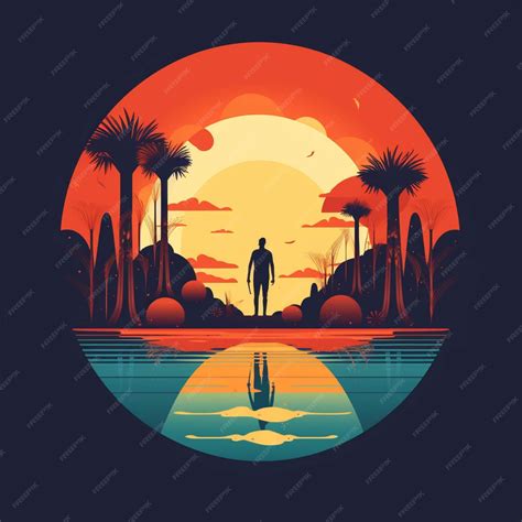 Premium Ai Image Silhouette Of A Man On The Beach At Sunset Vector