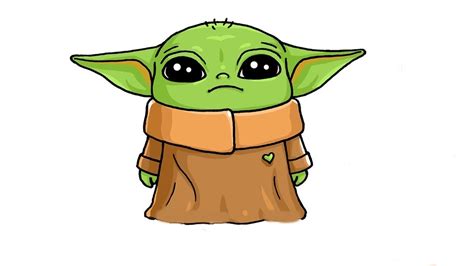 How To Draw Baby Yoda Step By Step Youtube