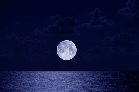 Full Moon Over Ocean Night Art Print By Buena Vista Images Ocean At