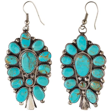 Turquoise Sterling Silver Native American Earrings Turquoise Sterling
