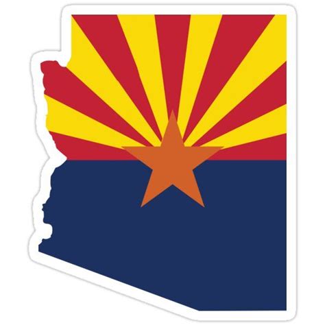 Arizona State Outline With Flag Sticker By Jpdesignsstuff State