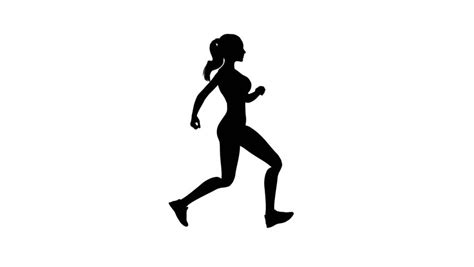 Animated Silhouette Loop Of People Running On A White Background Stock