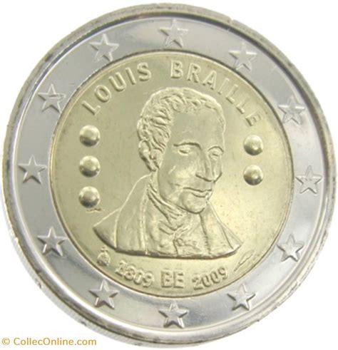 2 Euros Commémo Belgique 2009 Louis Braille Coins Belgium