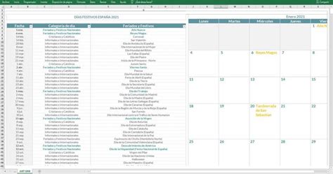 Plantilla Gratuita De Calendario Laboral 2021 En Excel