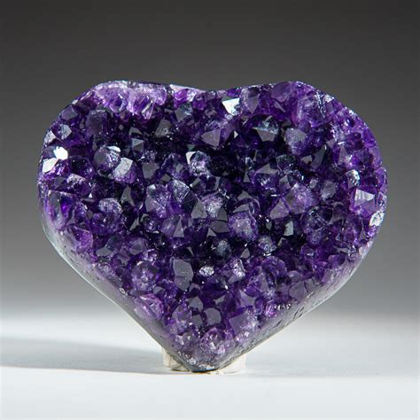 Genuine Amethyst Clustered Heart With Acrylic Display Stand 256g