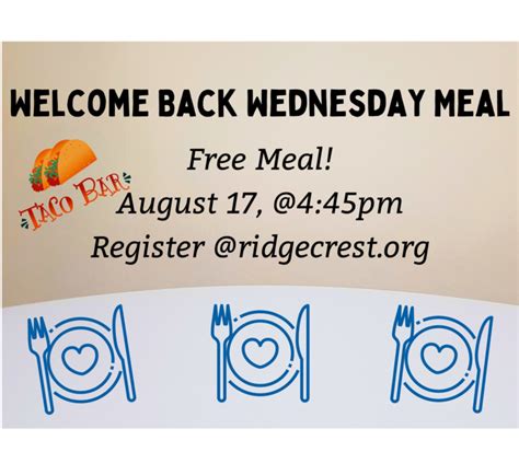 Ridgecrest Baptist Church Welcome Back Wednesday Meal