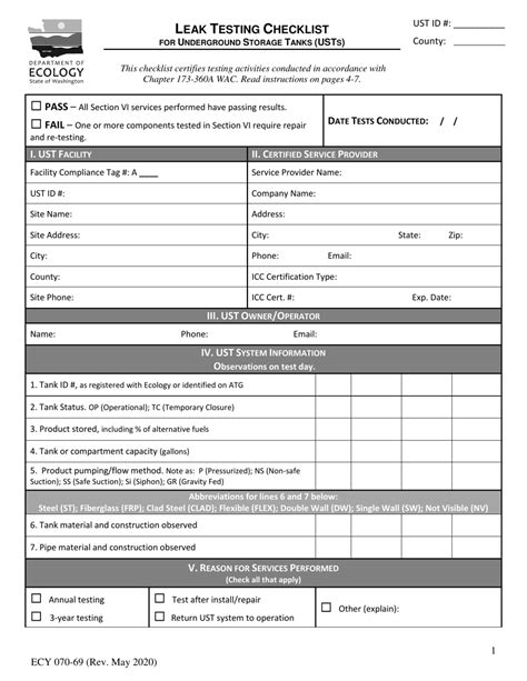 Form Ecy070 69 Download Printable Pdf Or Fill Online Leak Testing