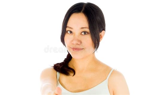 Pregnant Asian Woman Isolated White Hand Shake Stock Photos Free