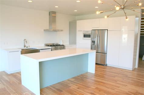 Professional installers of ikea kitchen countertops, cabinets and products. White IKEA Kitchen with White Waterfall Countertops in ...