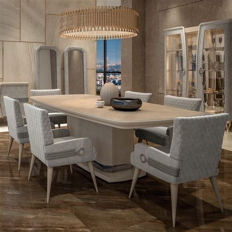 Designer Italian Quilted Rectangular Dining Table And Chairs Set Rectangular Dining Table
