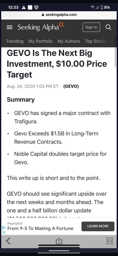 Gevo investment & stock information. @TC_Lutz | Stocktwits