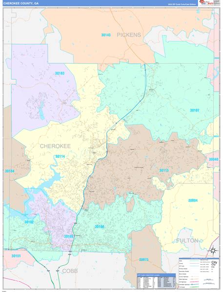 Cherokee County Ga Zip Code Maps Color Cast