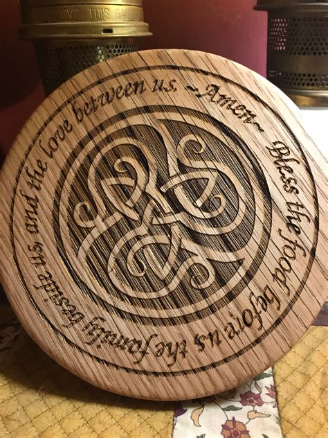Ready To Ship Handmade Wooden Trivet With Engraved Celtic Triquetra