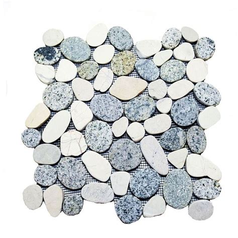 Pebble tile has all the. Sliced Grey-White Flat Pebble Tile | Pebble tile, Pebble ...